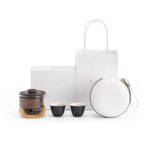 tea gift set: black ceramic teapot set with case