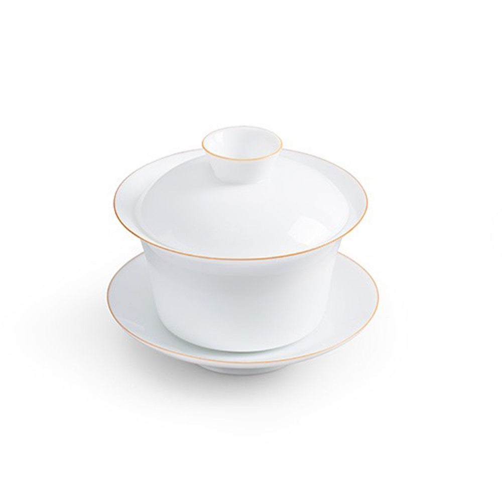 White Gaiwan tea set for loose leafy tea - Teaware Space