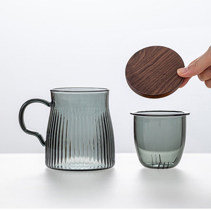Tasse à thé en verre de voyage de 500 ml faite à la main avec couvercle et infuseur | Cadeau pour elle/lui | Déco bohème