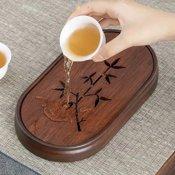 Vintage Bamboo tea tray with water storage | Dining decor - Teaware Space