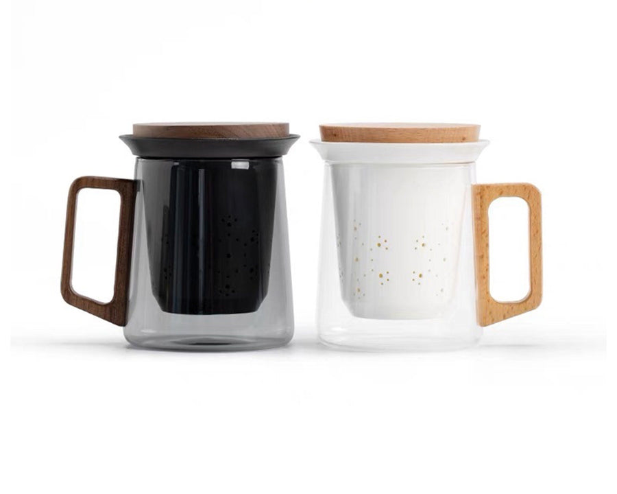Glass Tea/coffee Mug with infuser | Hand-crafted cup - Teaware Space