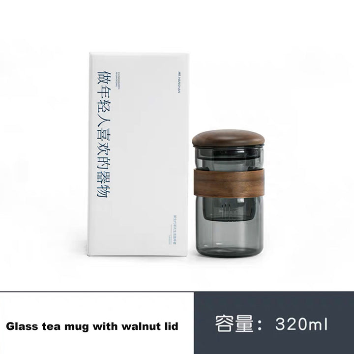 Personalized Unique Tea cup with Lid and infuser | Glass latte mug - Teaware Space