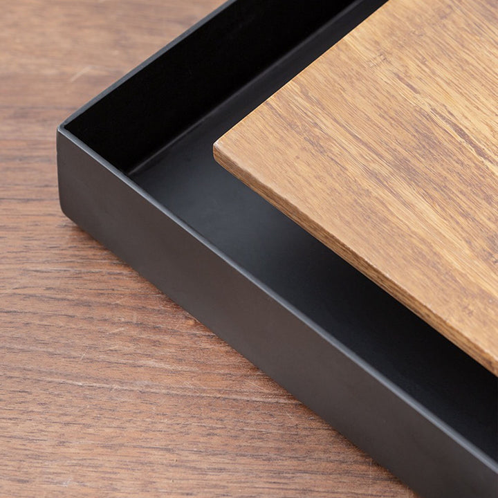 Spot and Line- Custom bamboo and stainless tea serving tray with water storage