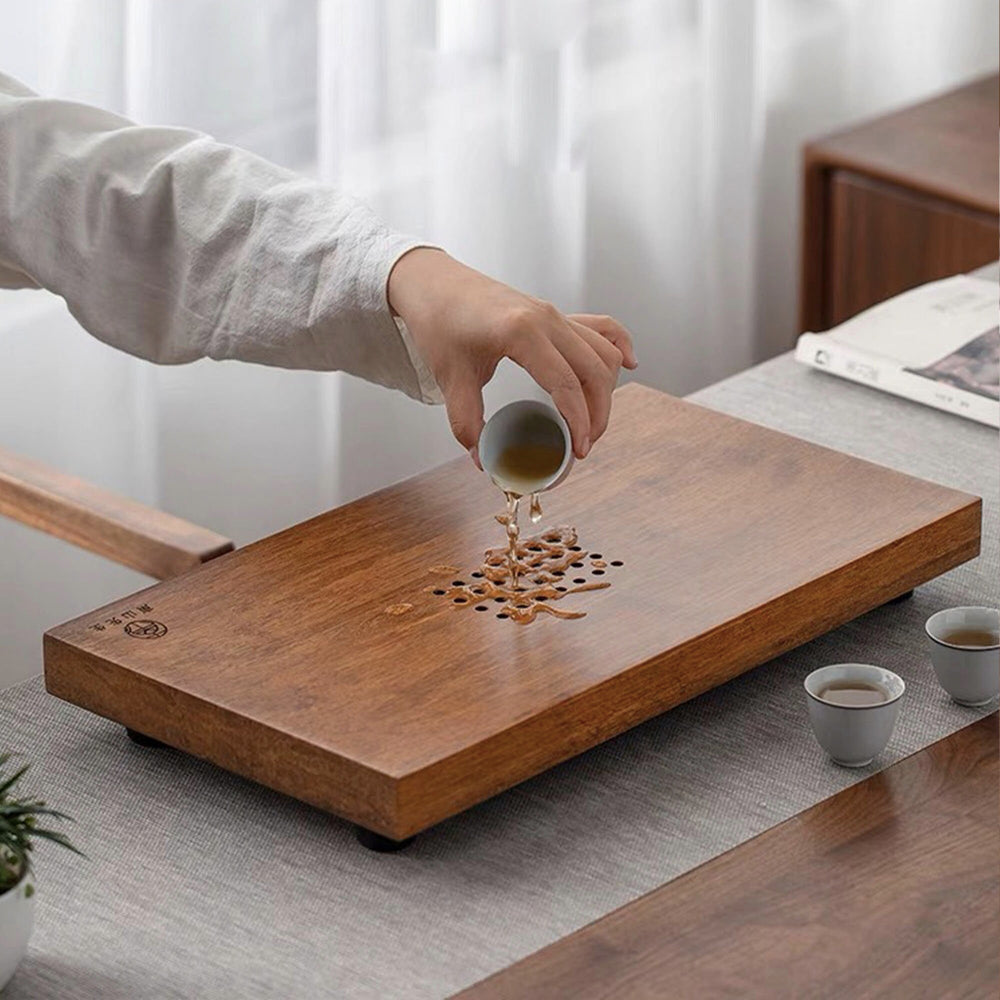 Natural Bamboo  tea tray with water storage - Teaware Space