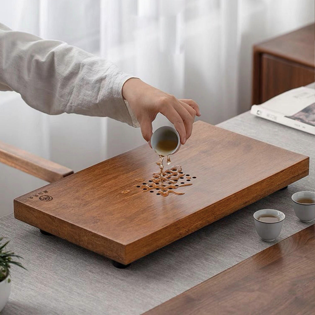 Natural Bamboo  tea tray with water storage - Teaware Space