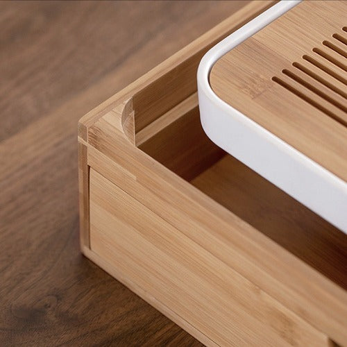 Multi-function Bamboo Tea tray with drawer storage | Housewarming gift ideas - Teaware Space