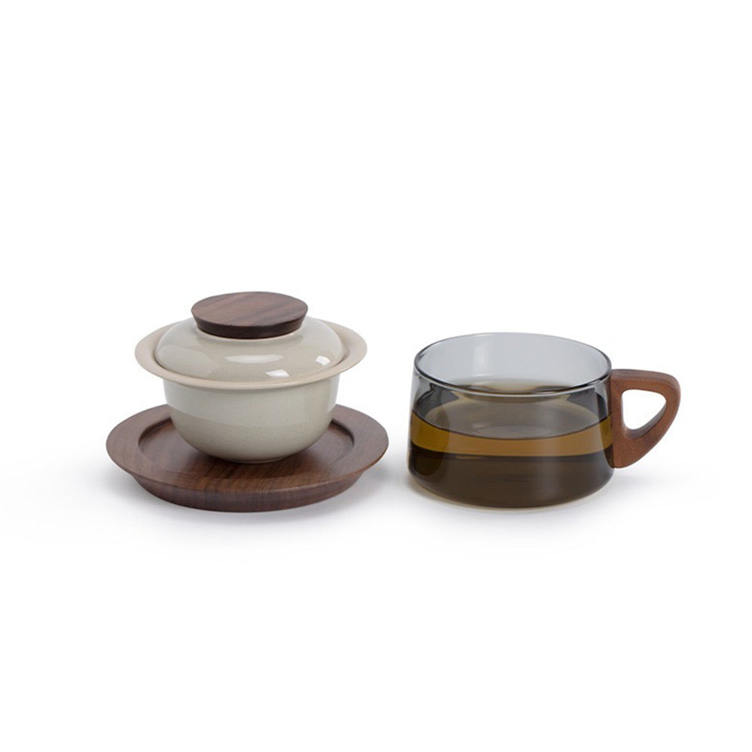 Personalized Travel tea glass mug set - Teaware Space