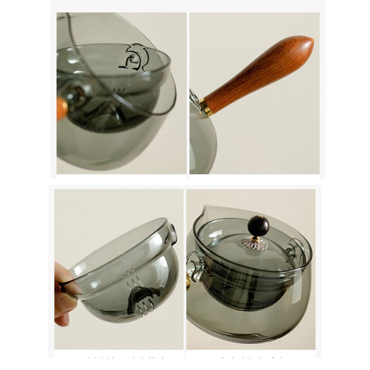 Unique Minimal Glass tea pot with candle stove set Dining decor |Housewarming gift