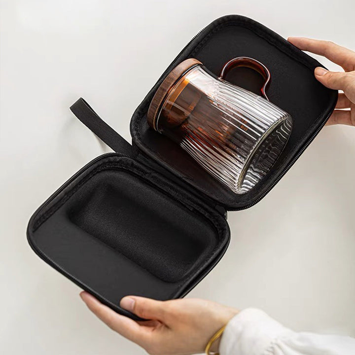 Tasse à thé en verre de voyage de 500 ml faite à la main avec couvercle et infuseur | Cadeau pour elle/lui | Déco bohème