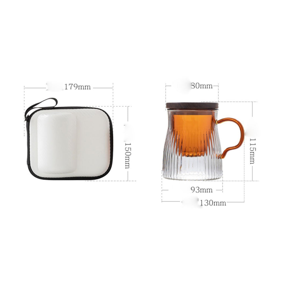 Tasse à thé en verre de voyage de 500 ml faite à la main avec couvercle et infuseur | Cadeau pour elle/lui | Déco bohème