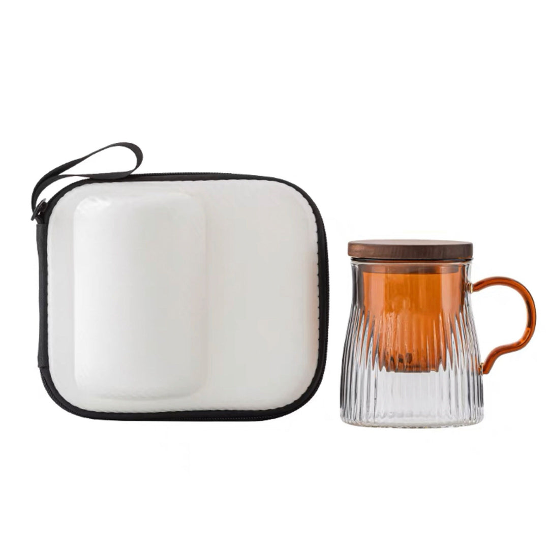 Tasse à thé en verre de voyage de 500 ml faite à la main avec couvercle et infuseur | Cadeau pour elle/lui | Déco bohème