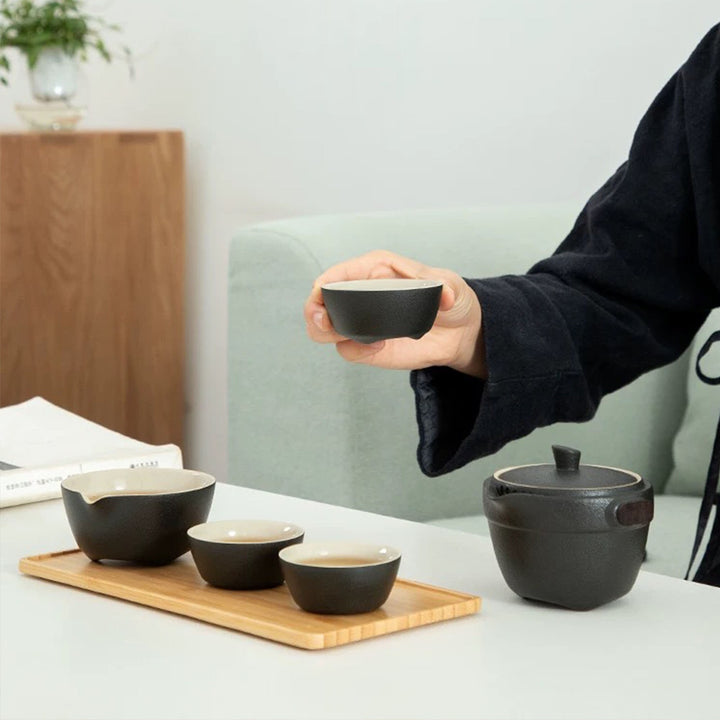 Mini Vintage 6 pcs of travel gaiwan tea set - Teaware Space