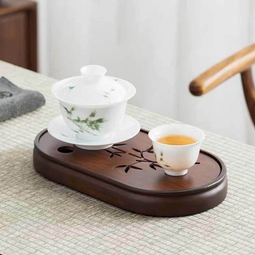Vintage Bamboo tea tray with water storage | Dining decor - Teaware Space