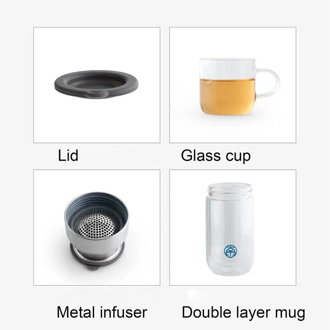Travel tea set for two | Double layer glass teapot - Teaware Space