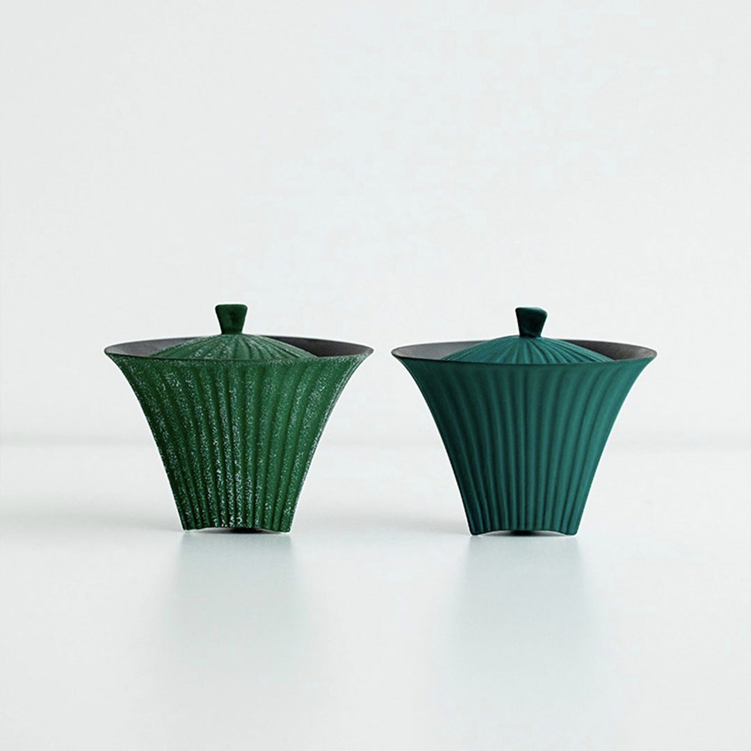 Service à thé Gaiwan Unique Pin Green 80ml fait à la main | cadeau de thé en porcelaine pour elle/lui