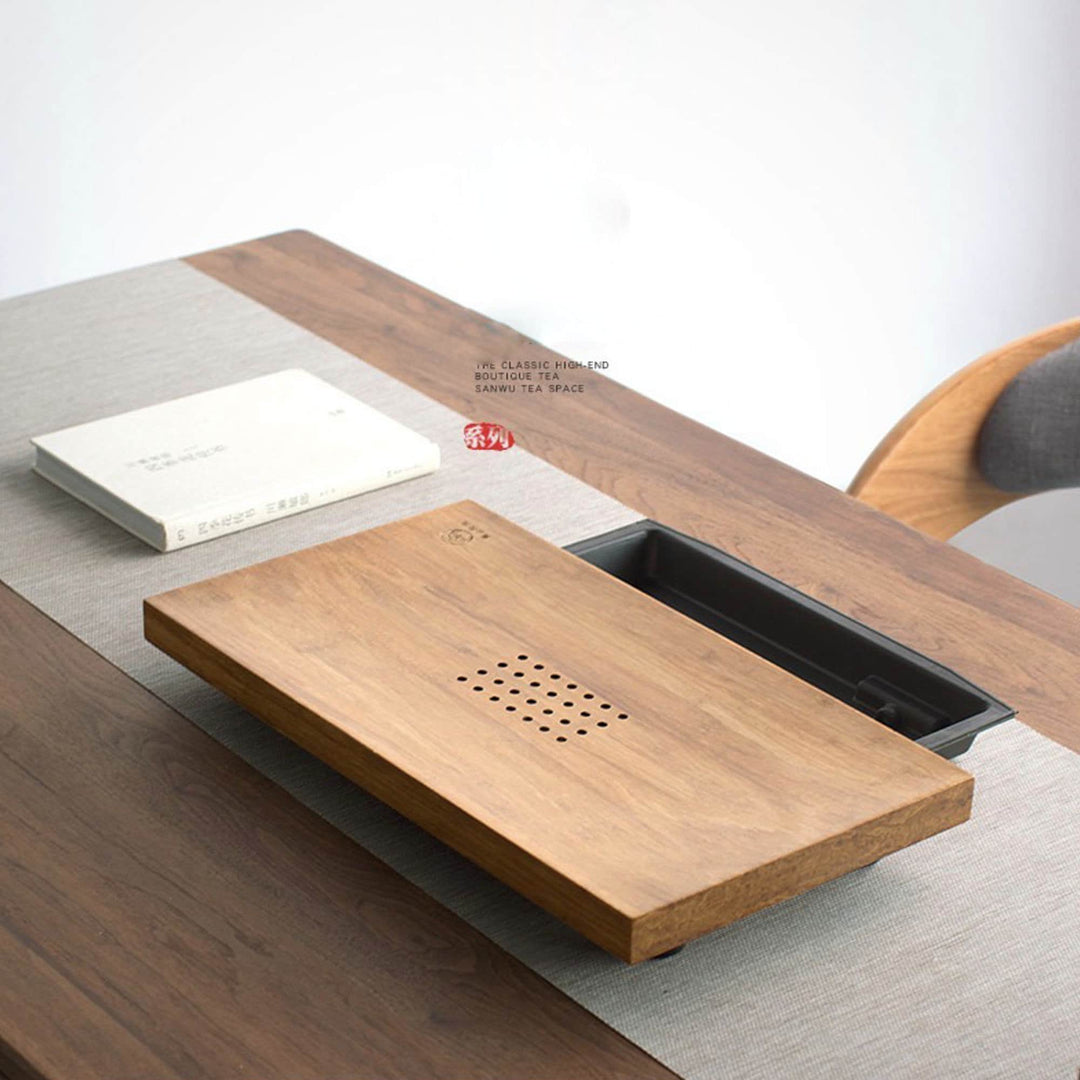 Natural Bamboo  tea tray with water storage - Teaware Space