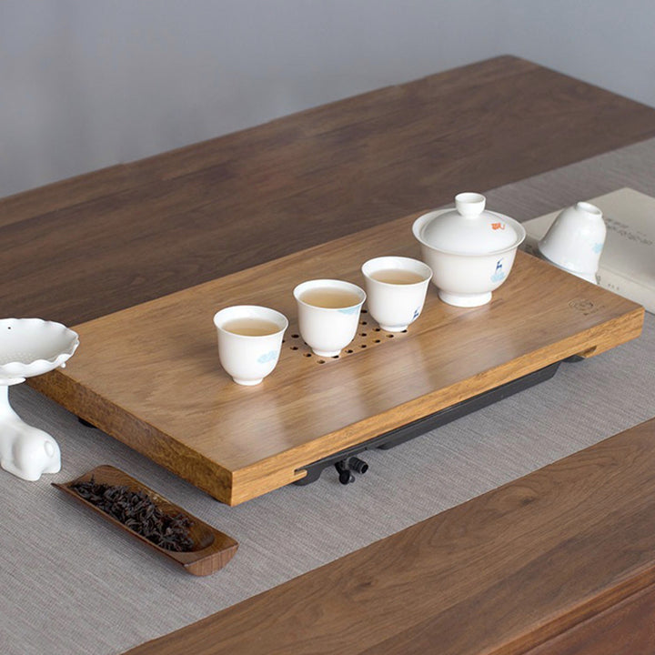 Natural Bamboo  tea tray with water storage - Teaware Space
