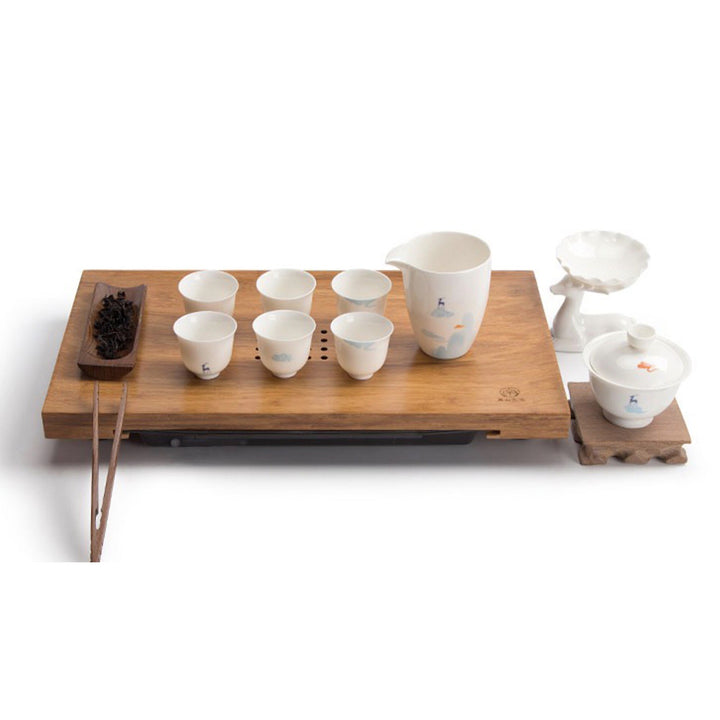 Natural Bamboo  tea tray with water storage - Teaware Space