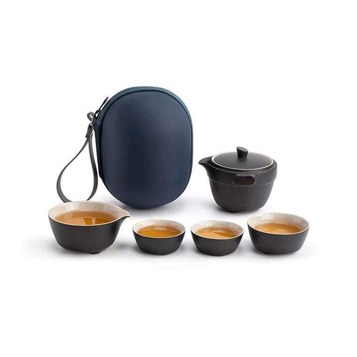 Mini Vintage 6 pcs of travel gaiwan tea set - Teaware Space