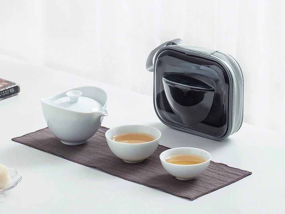 3 pcs travel Gaiwan tea set for two - Teaware Space