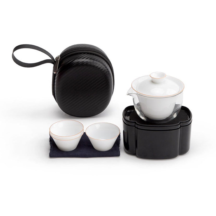 The best ceramic kungfu gaiwan tea set with travel case - 1 teapot 3 cups