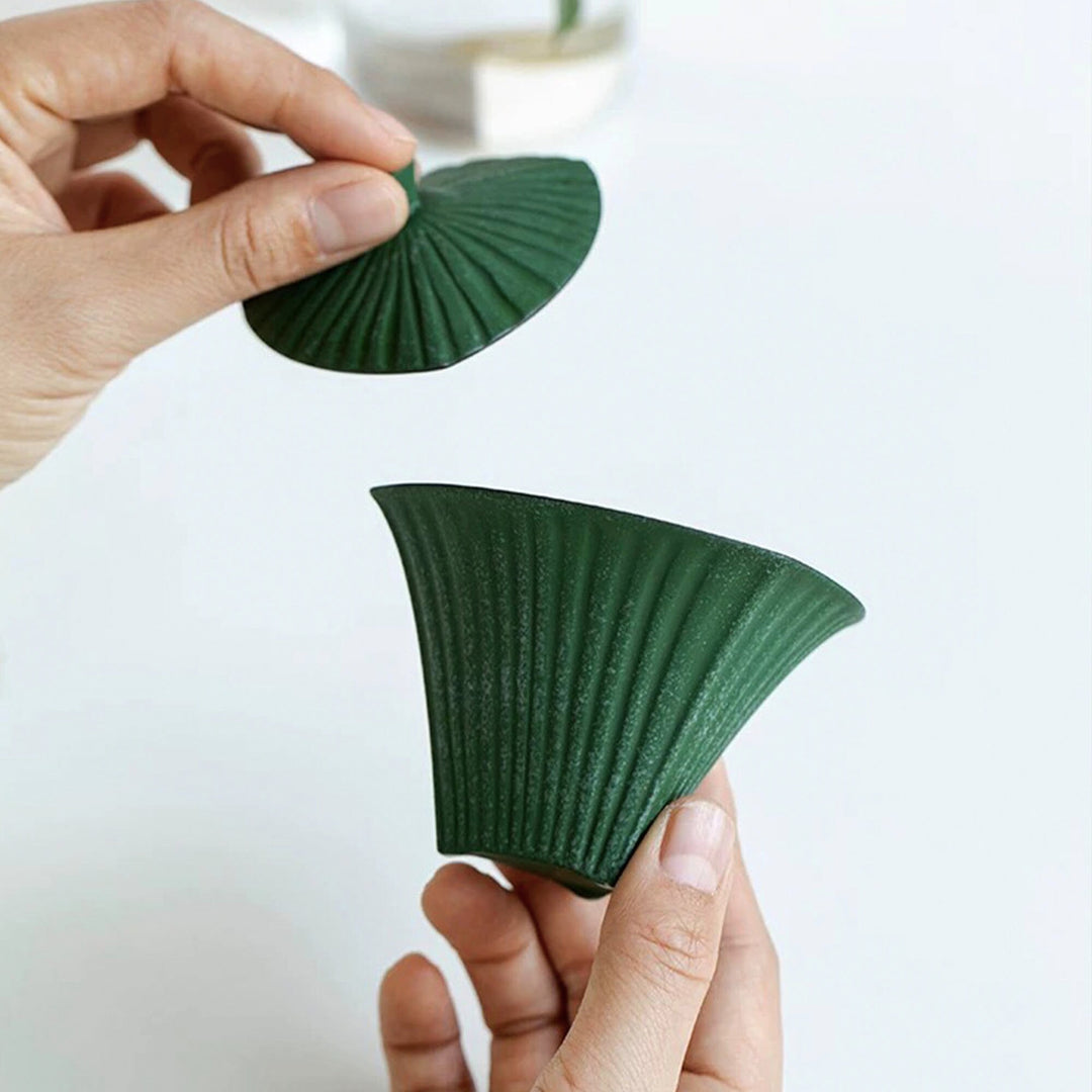 Service à thé Gaiwan Unique Pin Green 80ml fait à la main | cadeau de thé en porcelaine pour elle/lui