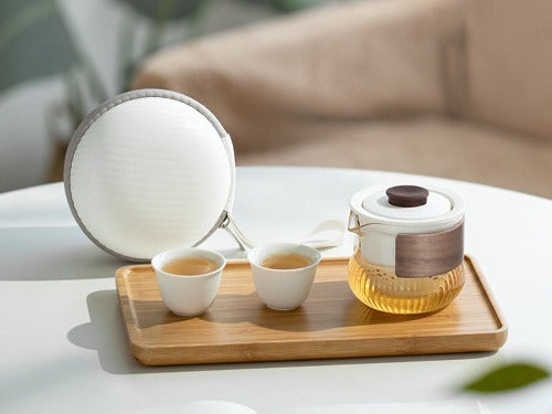 Minimalist tea mug for two with travel case