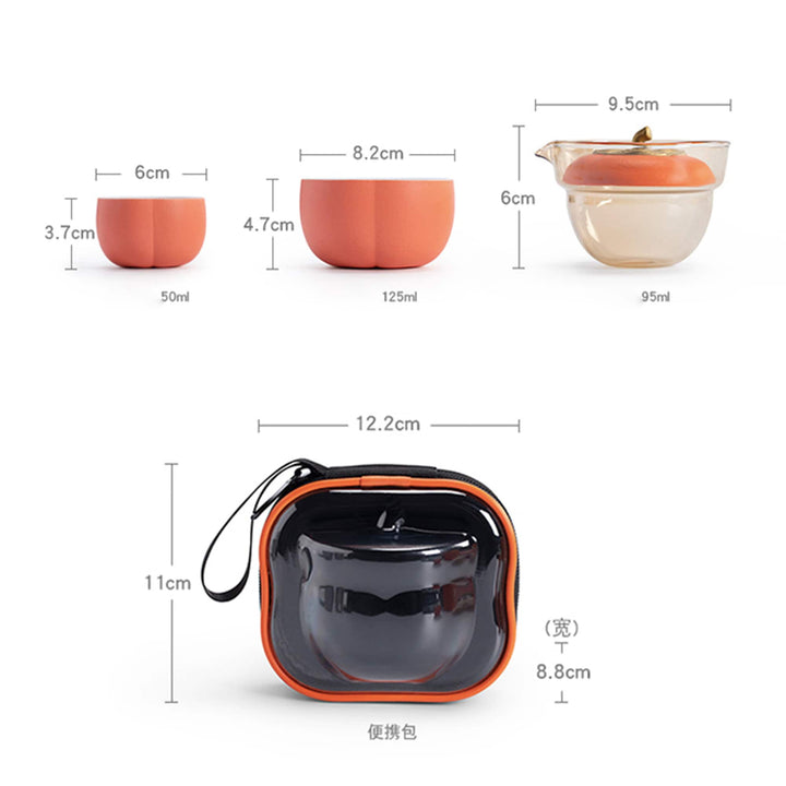Personalized Persimmon travel Gaiwan tea set - Teaware Space