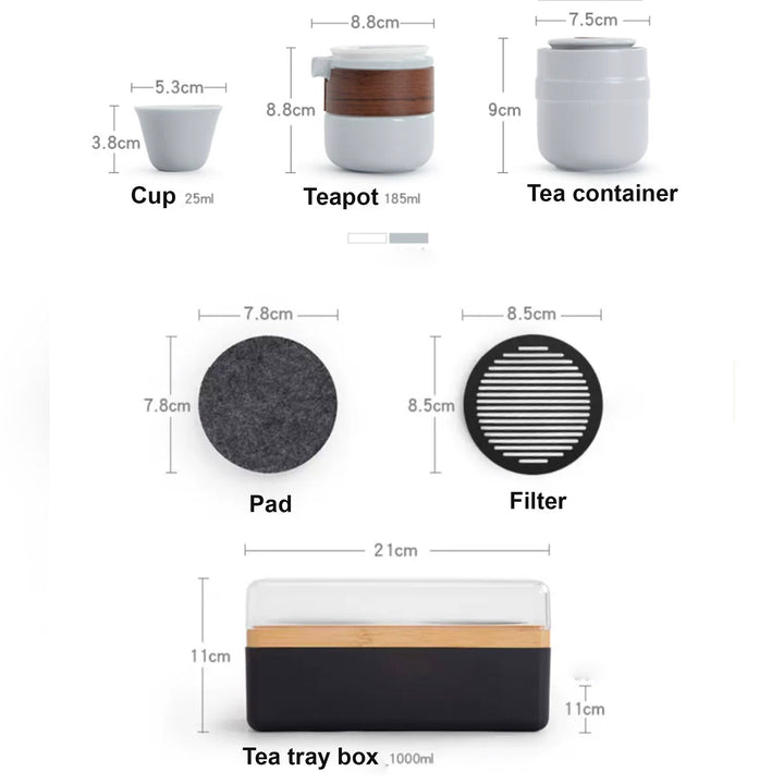 Mimimalist | All-in-one grey tea set with tray