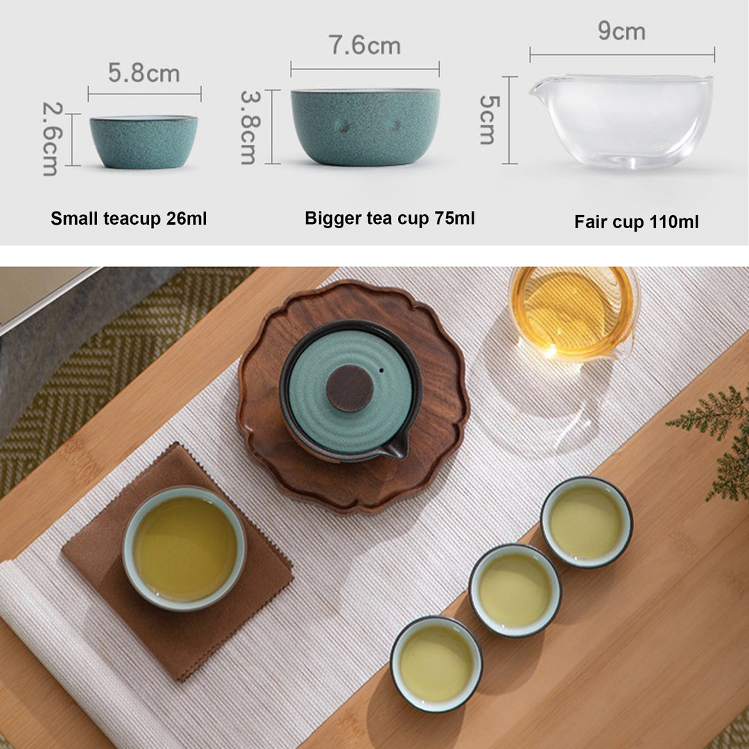 Personalized travel tea set for two | 1 teapot and  3 cups with case | Dining decor | gift for him - Teaware Space