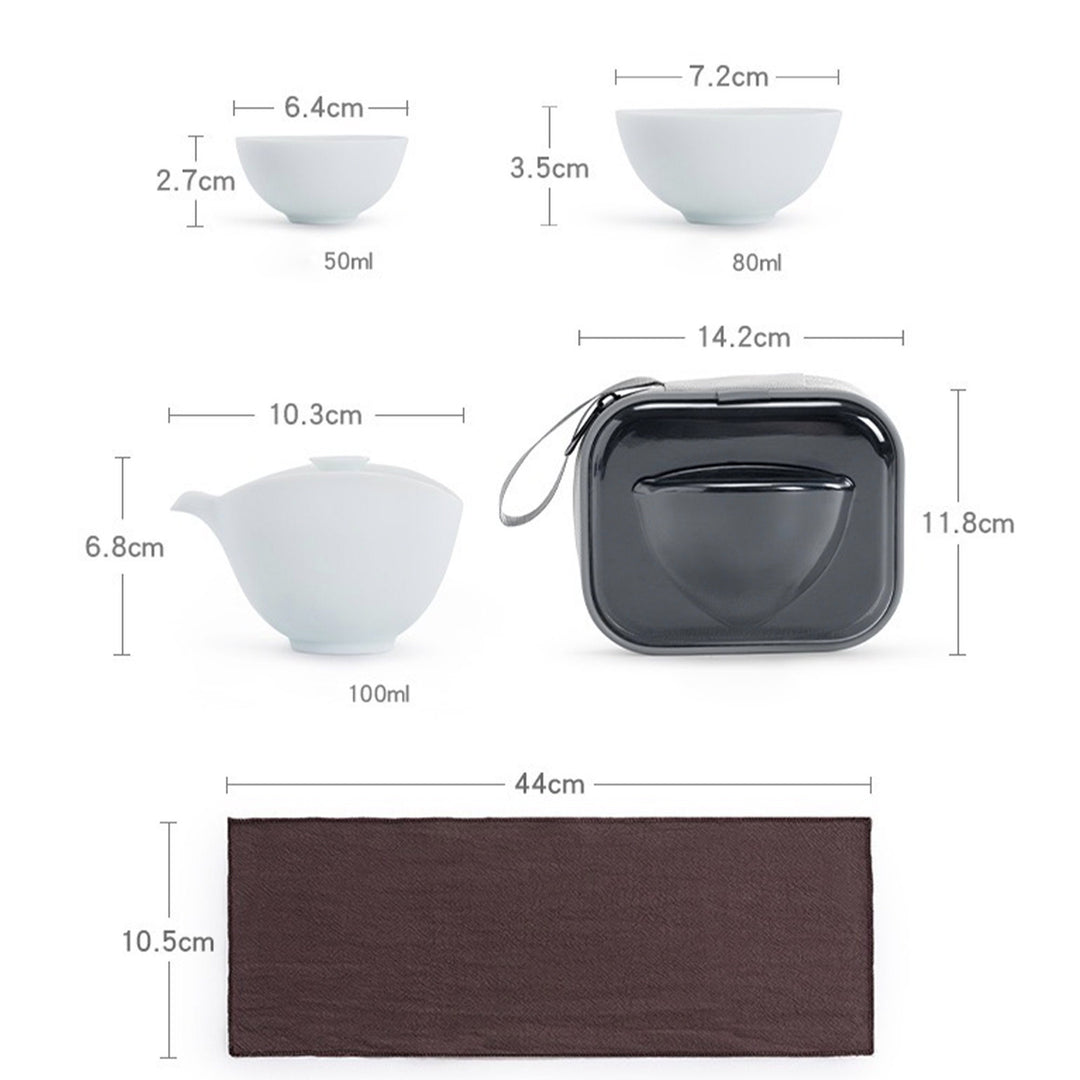 3 pcs travel Gaiwan tea set for two - Teaware Space