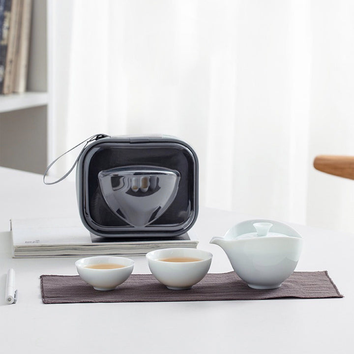 3 pcs travel Gaiwan tea set for two - Teaware Space