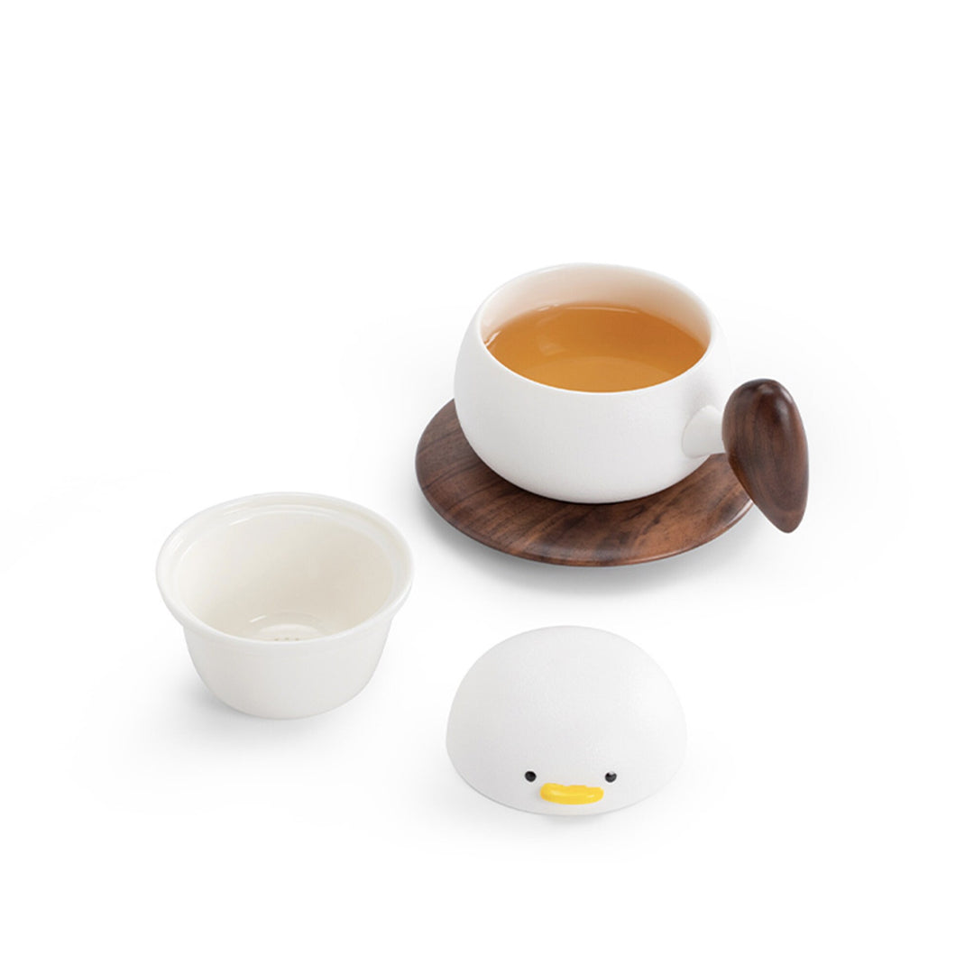 Cosy duck Tasse à thé/café expresso avec soucoupe | tasse à latte avec infuseur | décor de salle à manger | Cadeau d'anniversaire