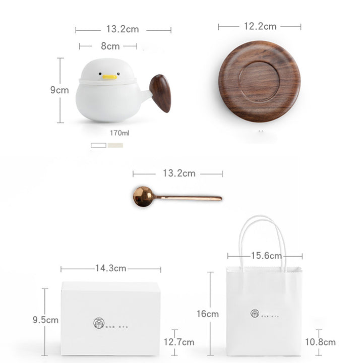 Cosy duck Tasse à thé/café expresso avec soucoupe | tasse à latte avec infuseur | décor de salle à manger | Cadeau d'anniversaire