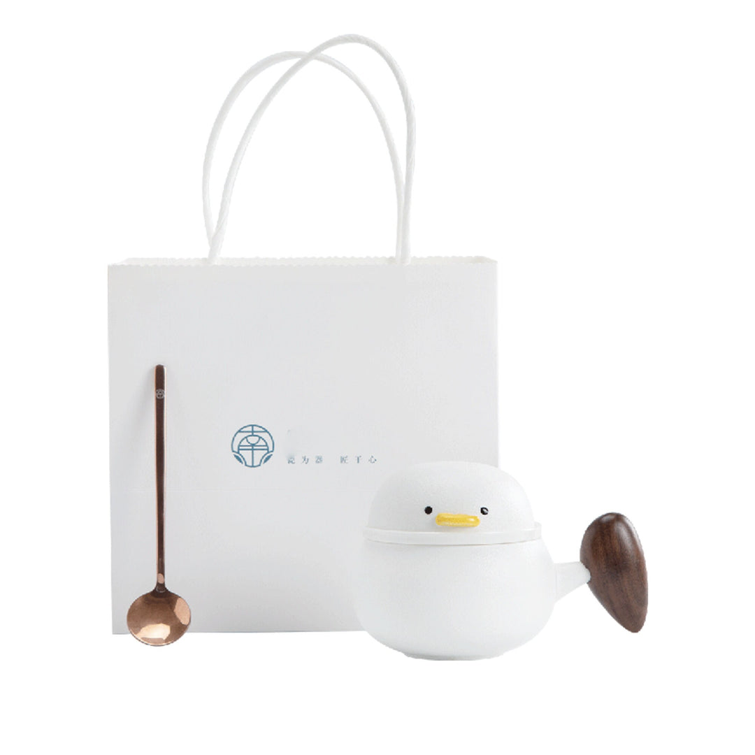 Cosy duck Tasse à thé/café expresso avec soucoupe | tasse à latte avec infuseur | décor de salle à manger | Cadeau d'anniversaire