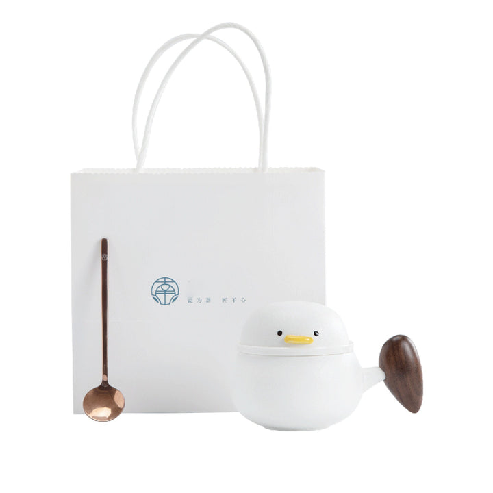 Cosy duck Tasse à thé/café expresso avec soucoupe | tasse à latte avec infuseur | décor de salle à manger | Cadeau d'anniversaire