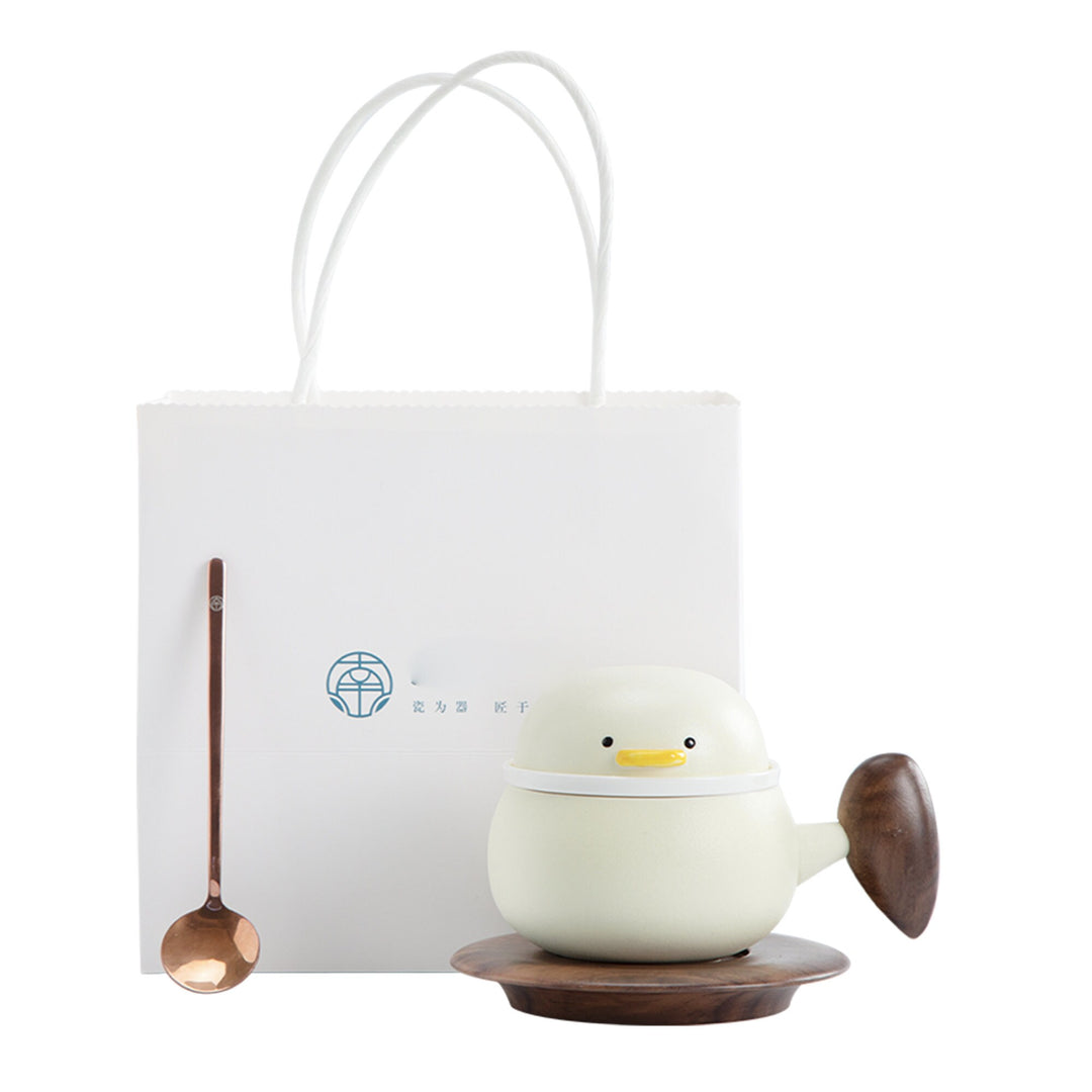 Cosy duck Tasse à thé/café expresso avec soucoupe | tasse à latte avec infuseur | décor de salle à manger | Cadeau d'anniversaire