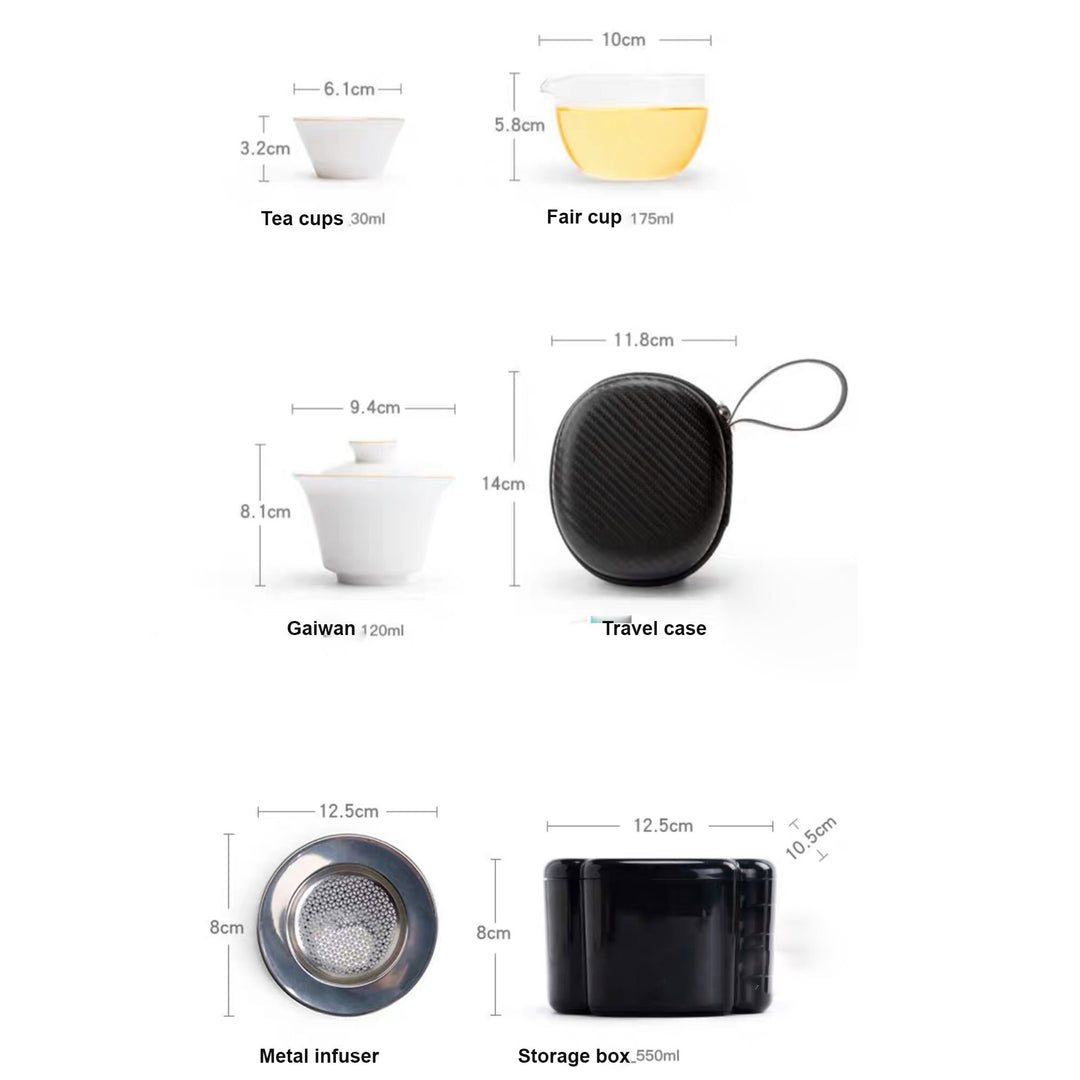 Minimal travel tea set for two | gaiwan tea set  | Gift for mom/dad - Teaware Space