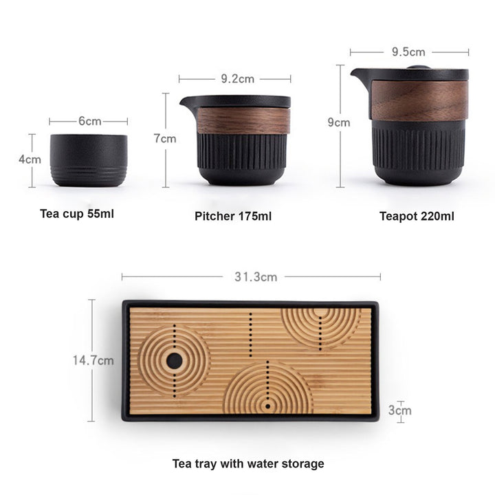 Japanese rock garden - 10 pcs tea set with tray
