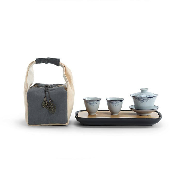 Travel Kungfu Gaiwan Set with tray | portable tea set - Teaware Space