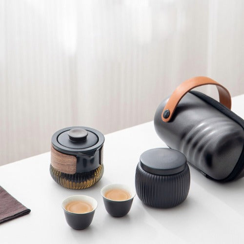 Portable tea set with case and tea container
