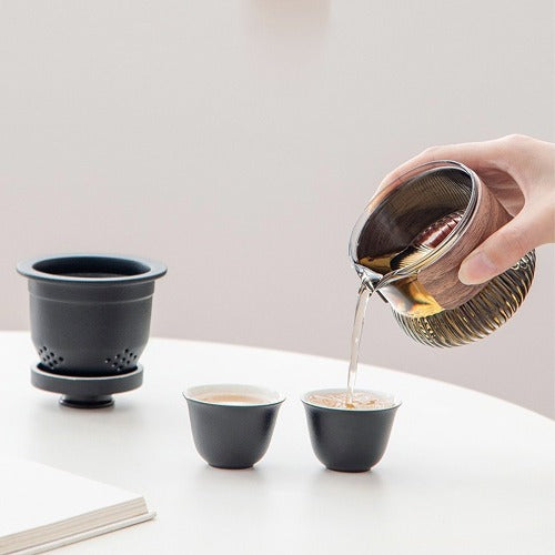 Personalized portable travel tea set with case  | 1 teapot 2 cups | Birthday gift - Teaware Space