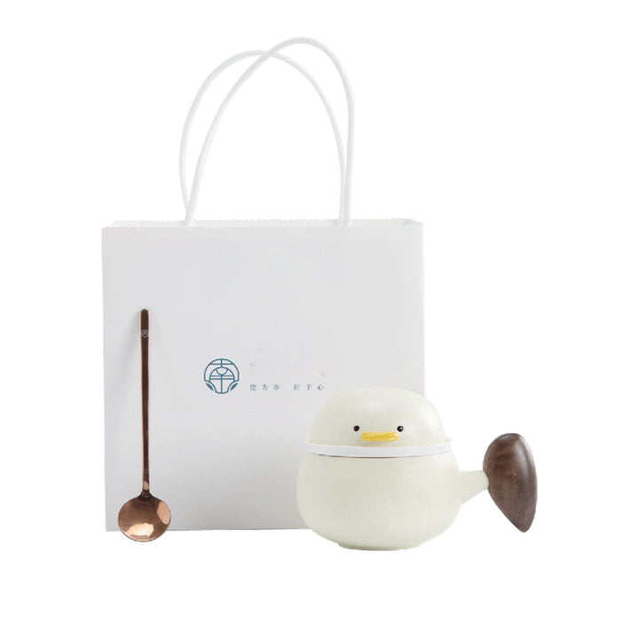 Cosy duck Tasse à thé/café expresso avec soucoupe | tasse à latte avec infuseur | décor de salle à manger | Cadeau d'anniversaire