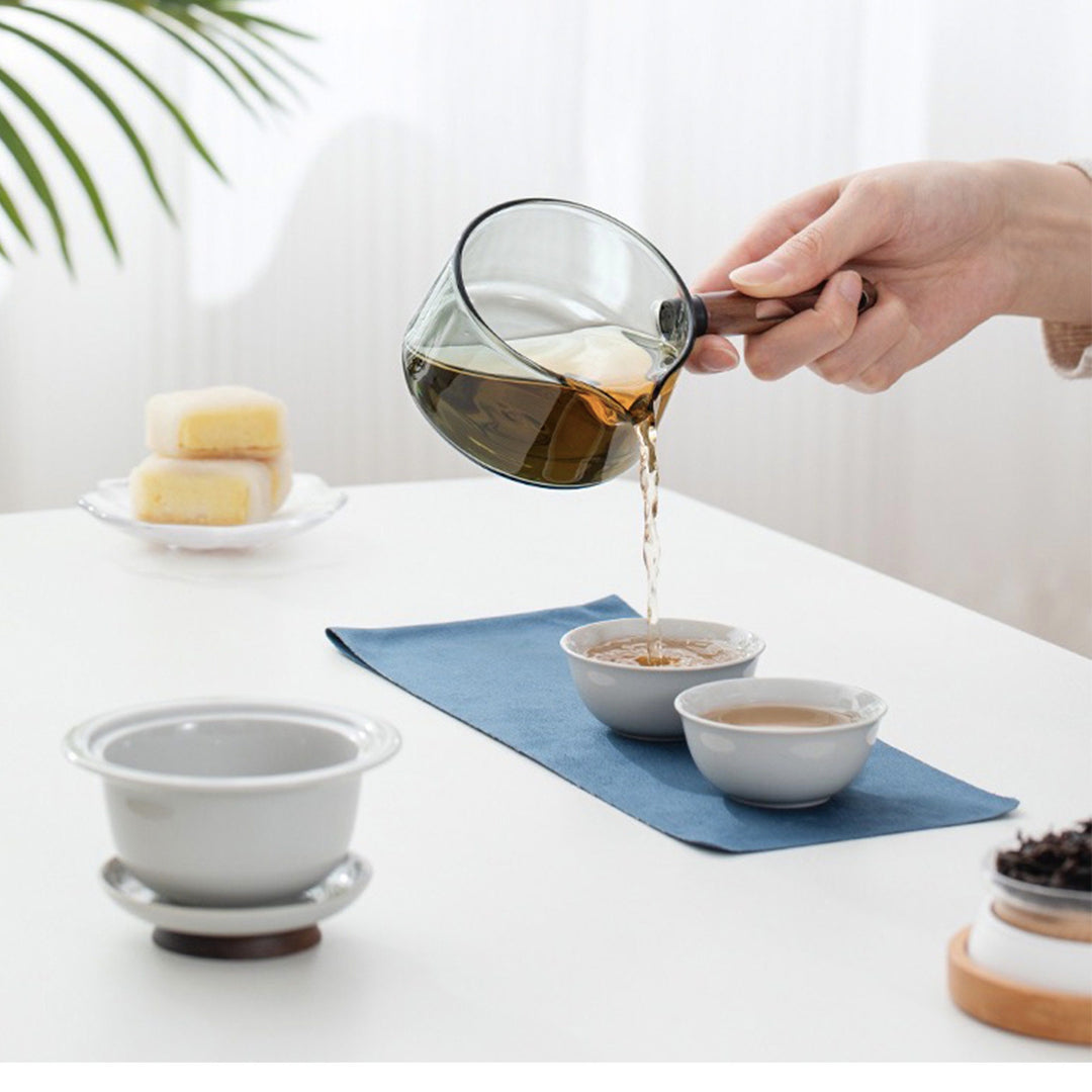 Unique travel tea set for two| 1 glass teapot with side handle, 2 cups, 1 case | Birthday gift