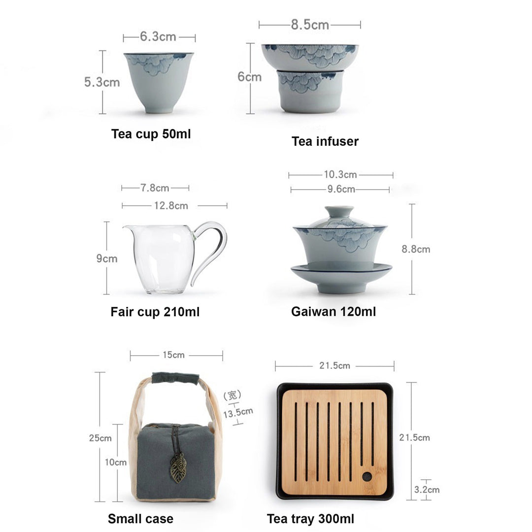 Travel Kungfu Gaiwan Set with tray | portable tea set - Teaware Space