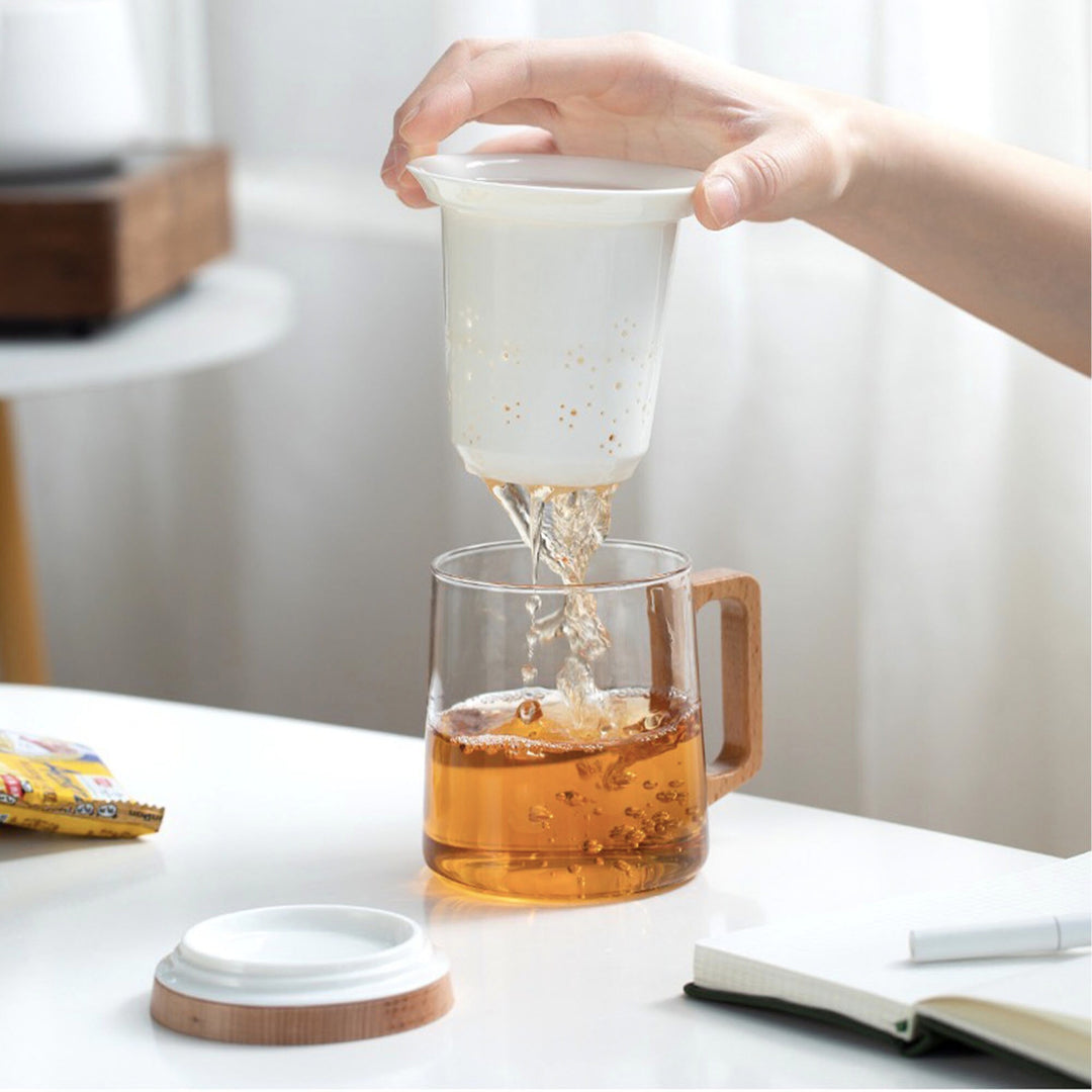 Tea Infusion Mugs | Custom  glass cup with infuser & lid | Birthday gift