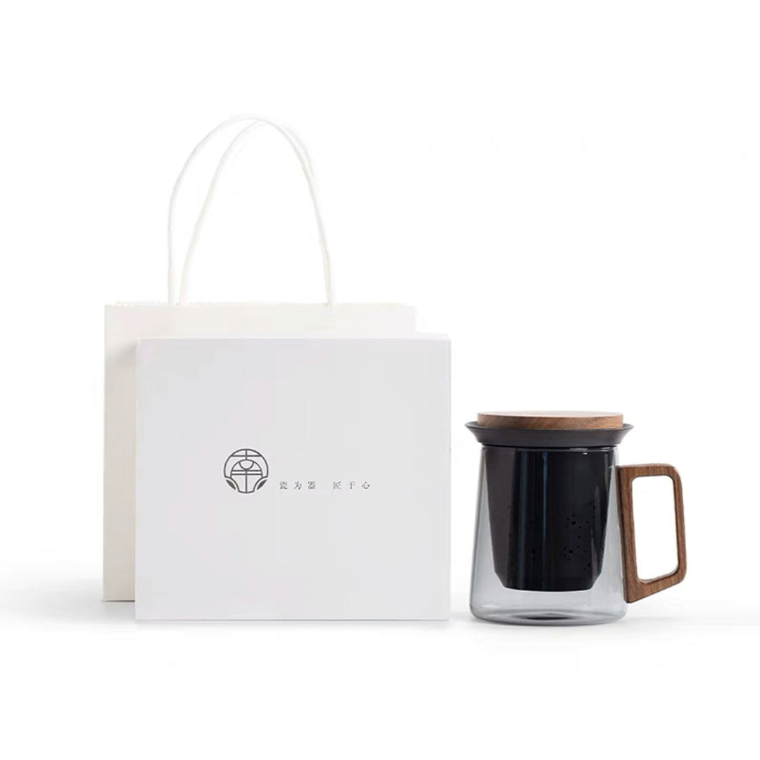 glass tea mug with ceramic infuser and lid - wedding gift idea