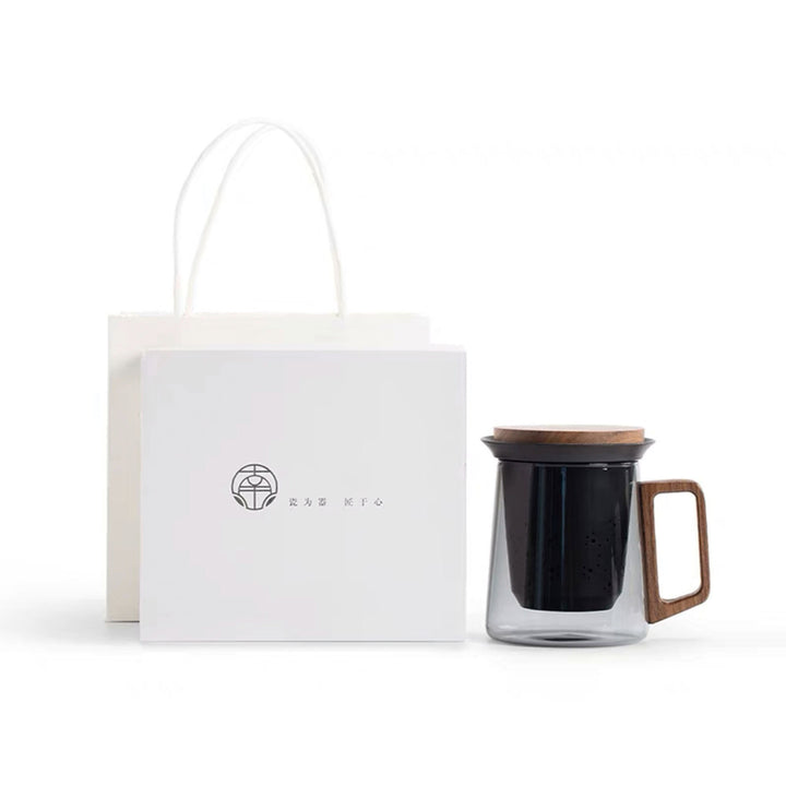 glass tea mug with ceramic infuser and lid - wedding gift idea