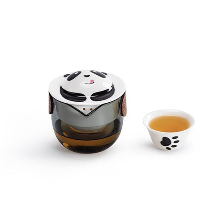All-in-one cute panda travel tea set for two - Teaware Space