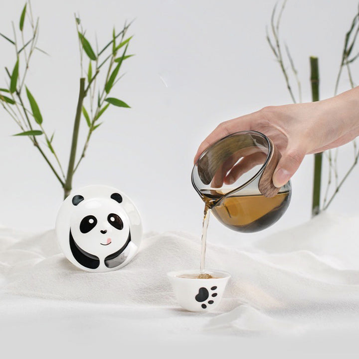 All-in-one cute panda travel tea set for two - Teaware Space